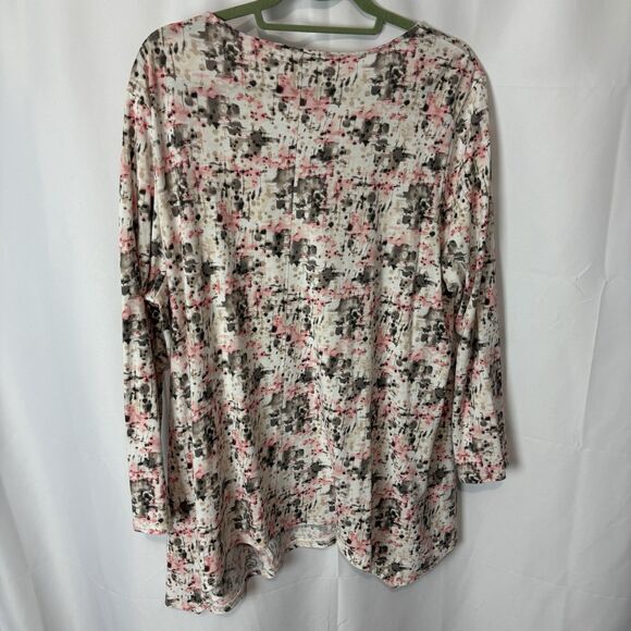 J. Jill Pure Jill Gray Pink & White Watercolor Tie Dye Modal Tunic Top Size 2X - Picture 7 of 7